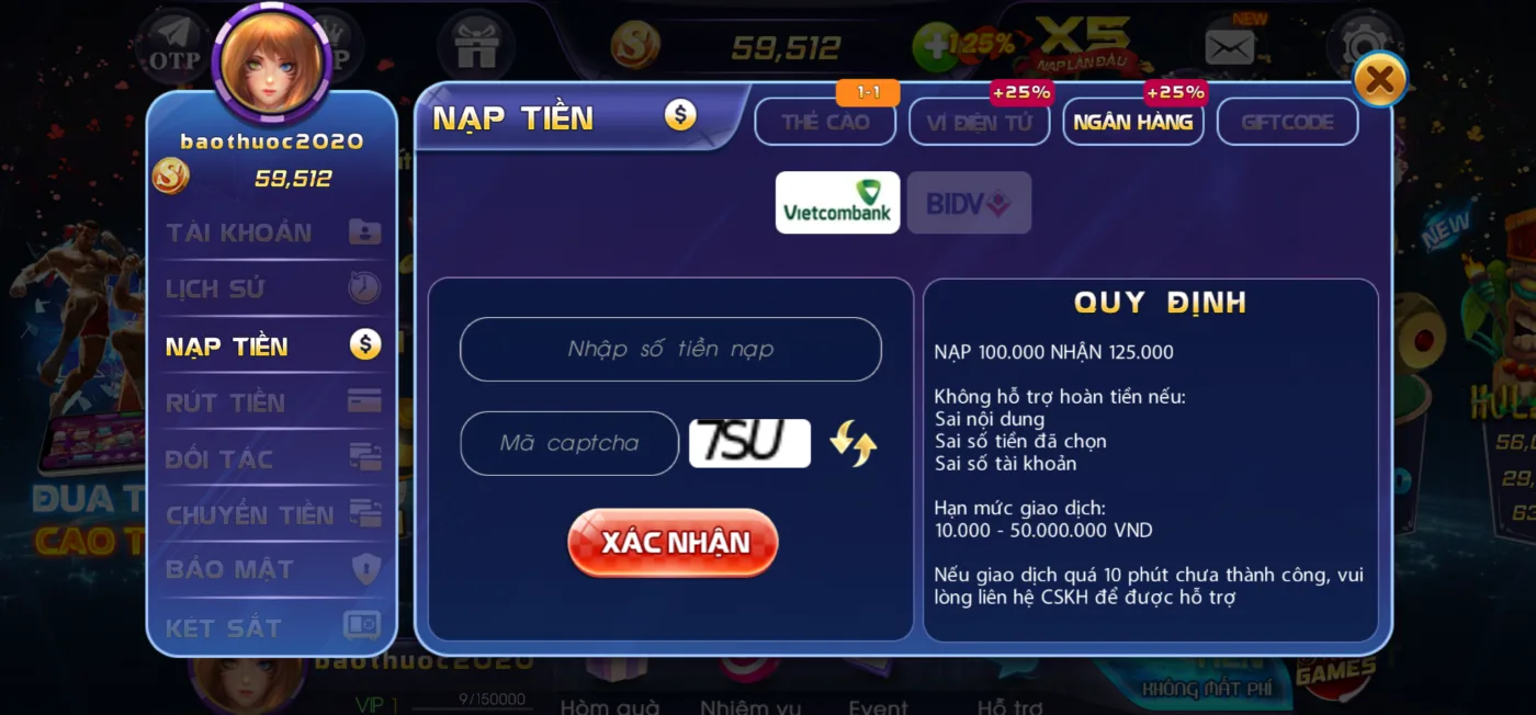 nạp bank sanvip